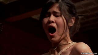 Bela ĉiuj naturaj sklavoj Mandy Muzo kaj Kendall estas ligita kaj kaporalo punita tiam anal fucked by big cock John Forta brunĉo ĉe partio en la Supra Etaĝo