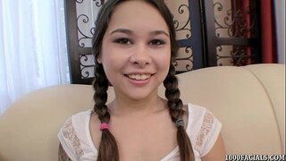 Cute pigtailed teen POV blowjob